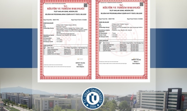 Uşak Üniversitesinin 'Entegre Kalite Yönetim Sistemi' Kültür ve Turizm Bakanlığı tarafından tescillendi