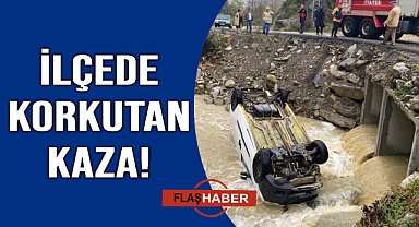 Yoldan çıkan otomobil çaya uçtu