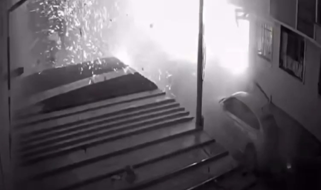 13 kişinin yaralandığı doğal gaz patlaması kamerada