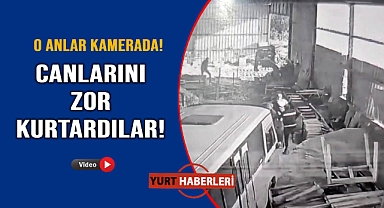 Babasının çalıştığı atölyeye minibüsle daldı