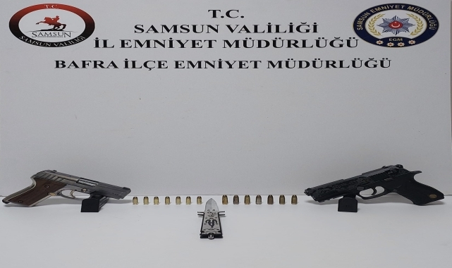 Bafra'da narkotik ve asayiş uygulamasında 2 ruhsatsız silah ele geçirildi