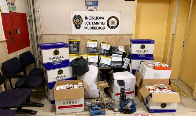 İncirliova'da kaçak sigara üretilen eve baskın yapıldı