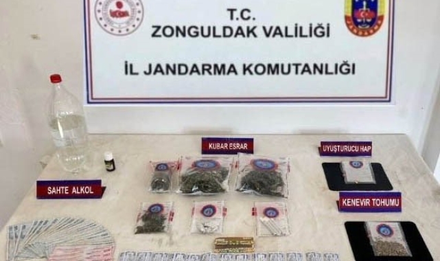 Karadeniz Ereğli'de uyuşturucu ve sahte alkol ele geçirildi