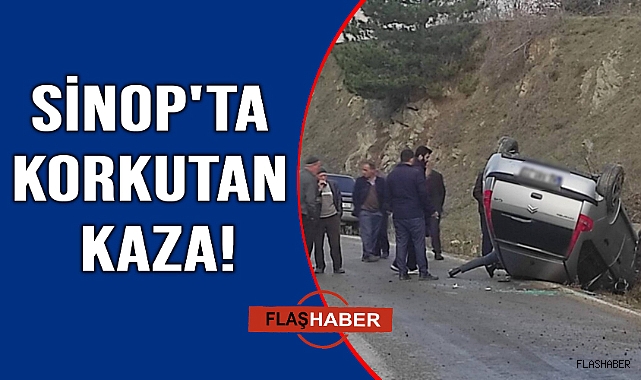 Kontrolden çıkan araç takla attı
