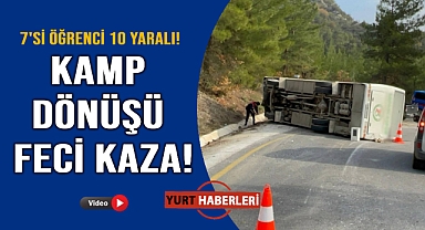 Öğrencileri taşıyan midibüs devrildi