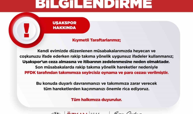 PFDK'dan Uşakspor'a ceza