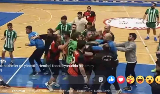 Van Erek Beşyıldız ile Bafraspor hentbol maçı boks maçına dönüştü