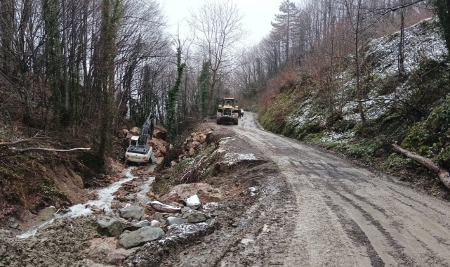 Yağışlarla birlikte meydana gelen heyelanlara anında müdahale