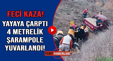 Yayaya çarpan araç şarampole devrildi