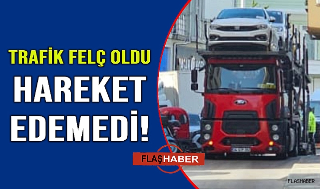 Araç yüklü tır trafiği felç etti