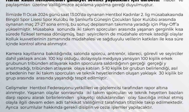 Bingöl Valiliği'nden açıklama