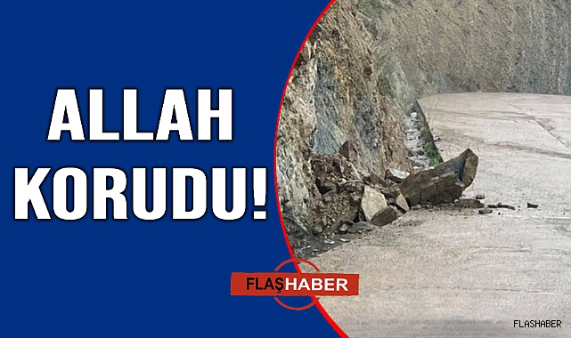 Dağdan kopan kaya parçaları yola düştü