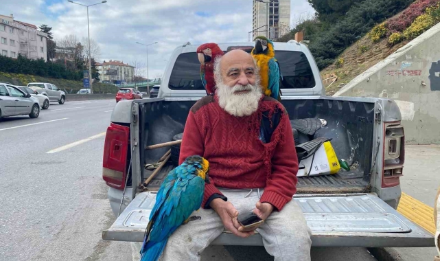 İstanbul'un "Papağanlı Amcası" görenlerin ilgi odağı oluyor