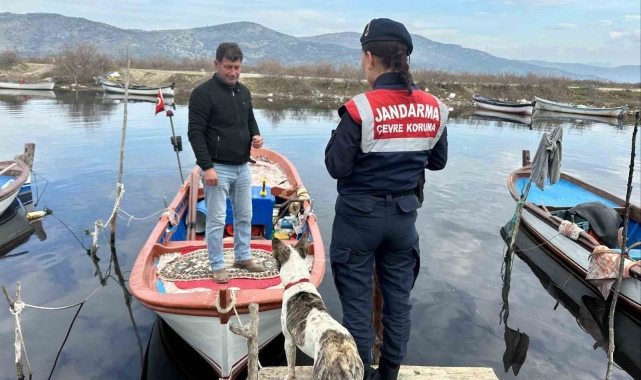 Jandarma ekiplerinden Bafa Gölü'nde kontrol