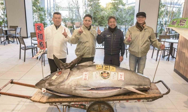 Japonya'daki yeni yıl mezatı: 276 kiloluk mavi yüzgeçli orkinos 1,3 milyon dolara satıldı