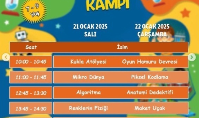 Kayseri Bilim Merkezi'nden verimli ve keyifli bir tatil için yarıyıl kampı