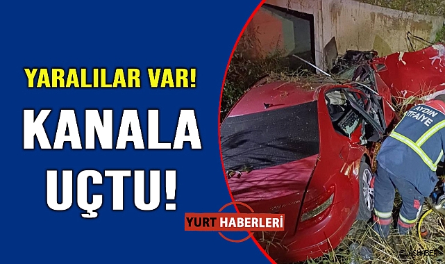 Kontrolden çıkan otomobil, kanala uçtu: 2 yaralı