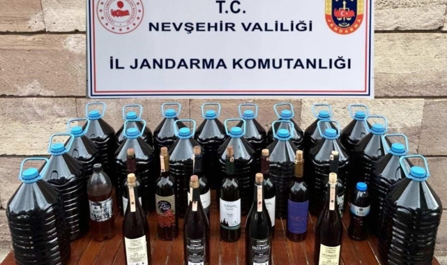 Nevşehir'de 105 litre kaçak içki ele geçirildi