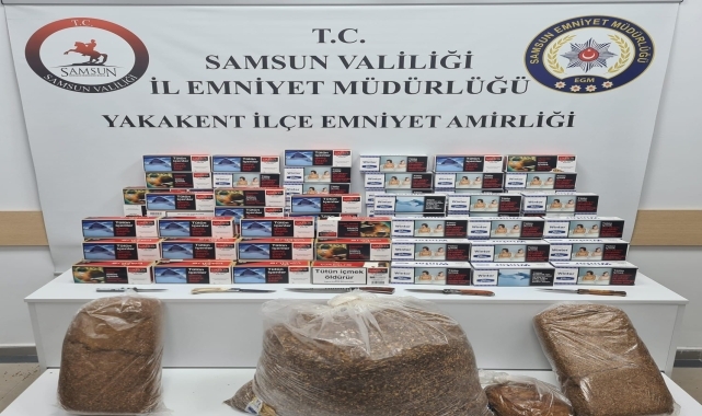Samsun'da bir araçta 20 bin makaron ve 25 kilogram kaçak tütün bulundu