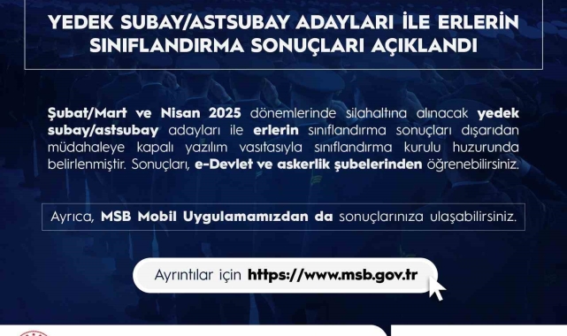 ŞubatMart ve Nisan 2025 celp döneminde silah altına alınacak askerlerin sonuçları açıklandı