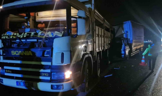 TEM'de arıza yapan kamyonu emniyet şeridine park etti, kamyon çarptı: 1 yaralı
