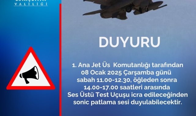 Valilikten sonic patlama duyurusu