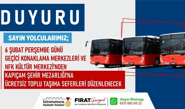 Asrın felaketinin yıl dönümünde kapıçam'a ücretsiz seferler düzenlenecek