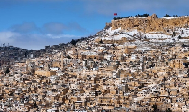 Beyaza bürünen Mardin, havadan görüntülendi
