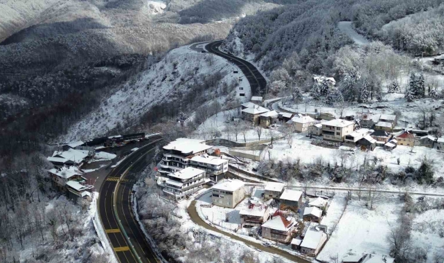 Bolu Dağı'nda kartpostallık kar manzarası