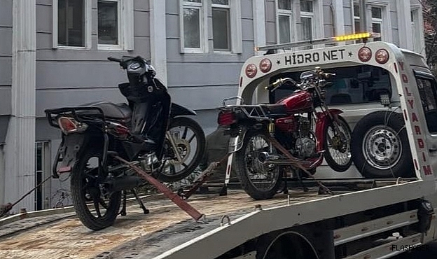 Boyabat'ta plakasız motosikletlere ceza yağdı