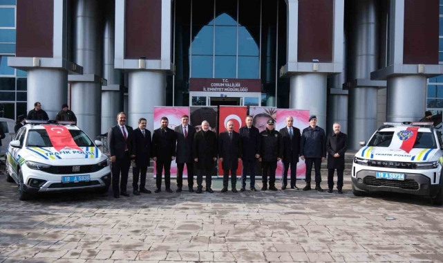 Çorum İl Emniyet Müdürlüğü'ne tahsis edilen 21 araç dualarla teslim edildi