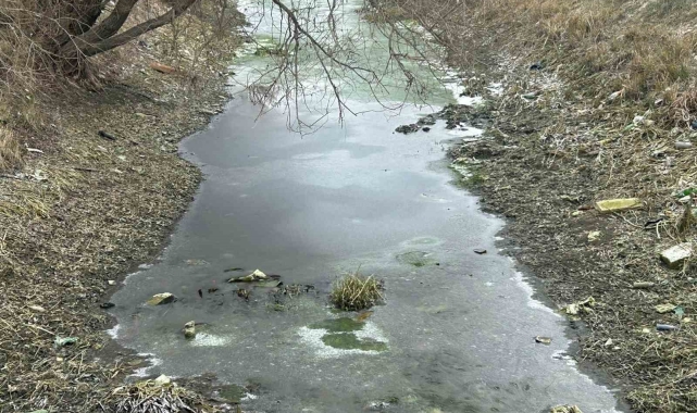 Eskişehir'de sulama kanalları buz tuttu