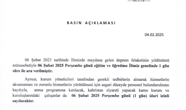 Gaziantep'te deprem yıldönümünde okullar tatil edildi