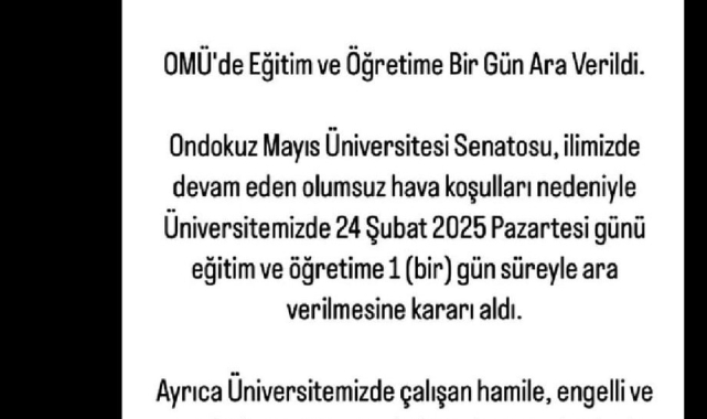 OMÜ&#039;de eğitim ve öğretime kar engeli