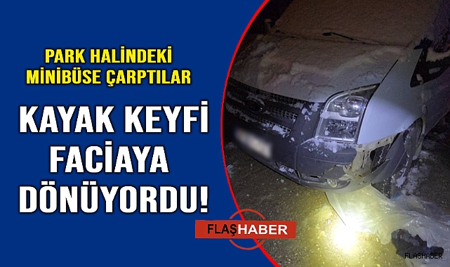Poşetle kayarken minibüse çarptılar