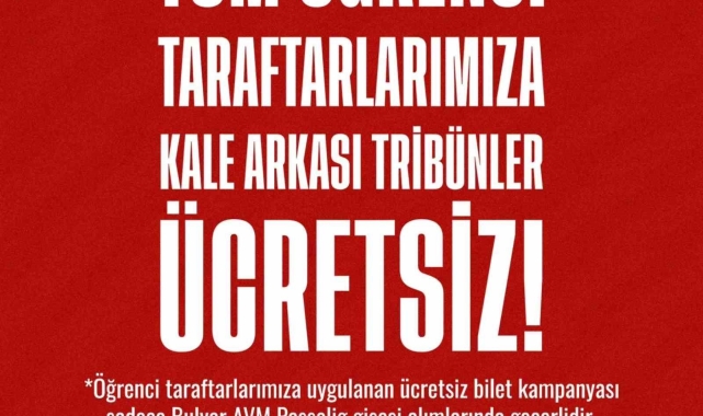 Samsunspor - Hatayaspor maçı biletleri öğrencilere ücretsiz