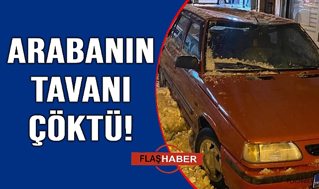 Sinop'ta çatıdan düşen kar kütlesi araca hasar verdi