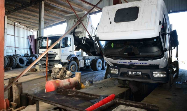Terme Belediyesi araçlarını atölyelerinde tamir ederek tasarruf sağlıyor
