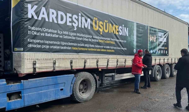 Trabzon'da 11 okul birleşti, Hatay'a 3 bin gıda kolisi gönderdi