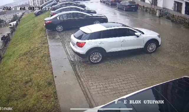 Trabzon'da sitedeki kaza anı güvenlik kamerasına yansıdı