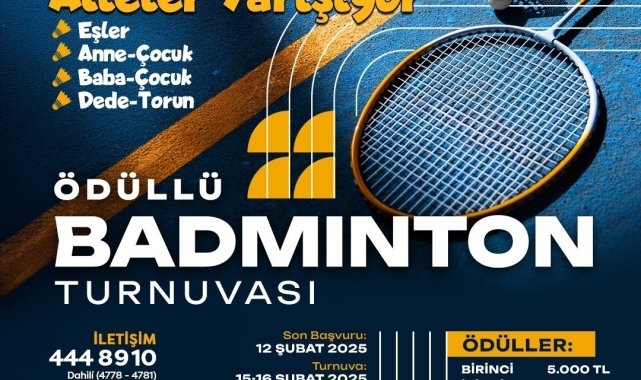 Yeşilyurt Belediyesi'nden ödüllü badminton turnuvası