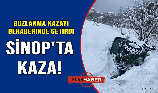 Yoldan çıkan traktör kaza yaptı