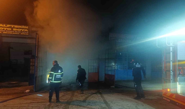 Araç yedek parçası satan işletmede çıkan yangın söndürüldü