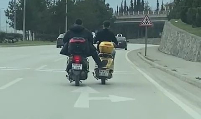 Cip ve motosiketlinin tehlikeli yolculukları kamerada