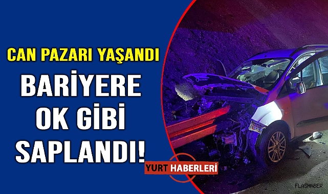 Direksiyon hakimiyetini kaybeden araç bariye saplandı: 4 yaralı
