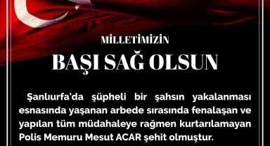 Eskişehir Emniyet Müdürlüğü'nden taziye mesajı