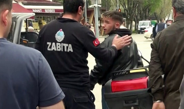 Hem suçlu hem güçlü: Yasak olan yere motosikletle girdi, zabıtayla böyle tartıştı