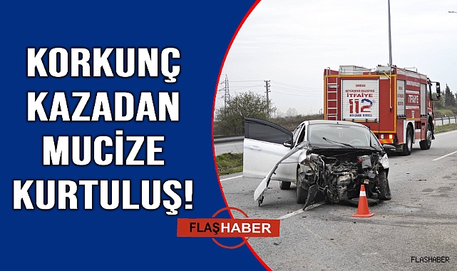 Hurdaya dönen araçtan yara almadan kurtuldu
