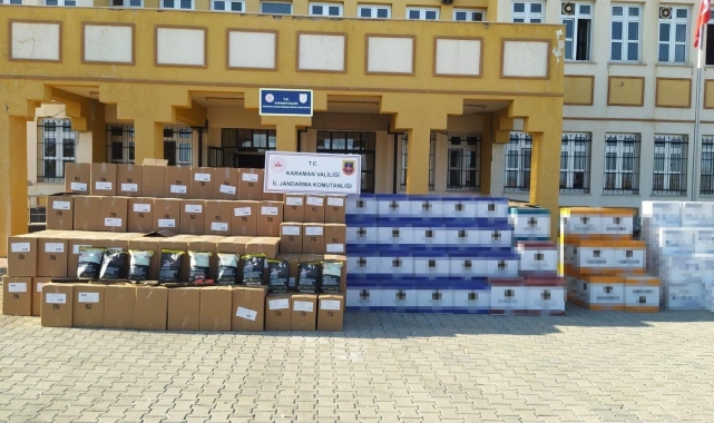 Karaman'da jandarmadan kaçak tütün ve makaron operasyonu