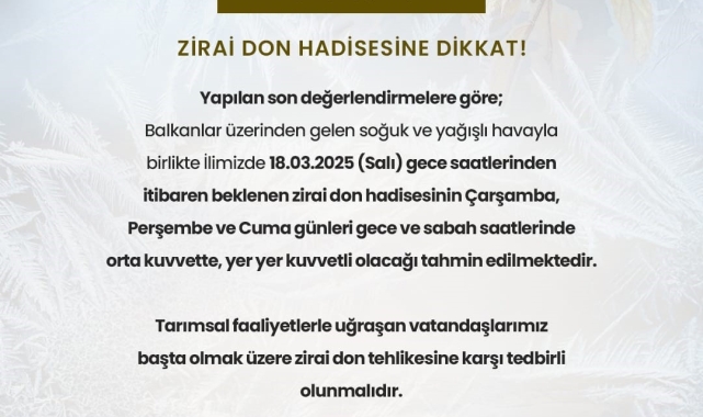 Niğde'de bu gece zirai don uyarısı